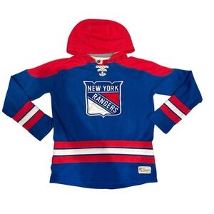 NHL NY Rangers Youth Embroidered Pullover Hoodie Sweatshirt Size Large 14-16